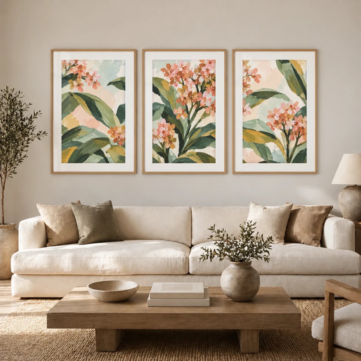 Quadro Ramos Floridos em Aquarela Suave