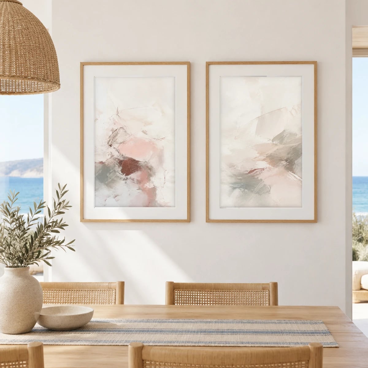 Quadro Formas Orgânicas em Tons Neutros