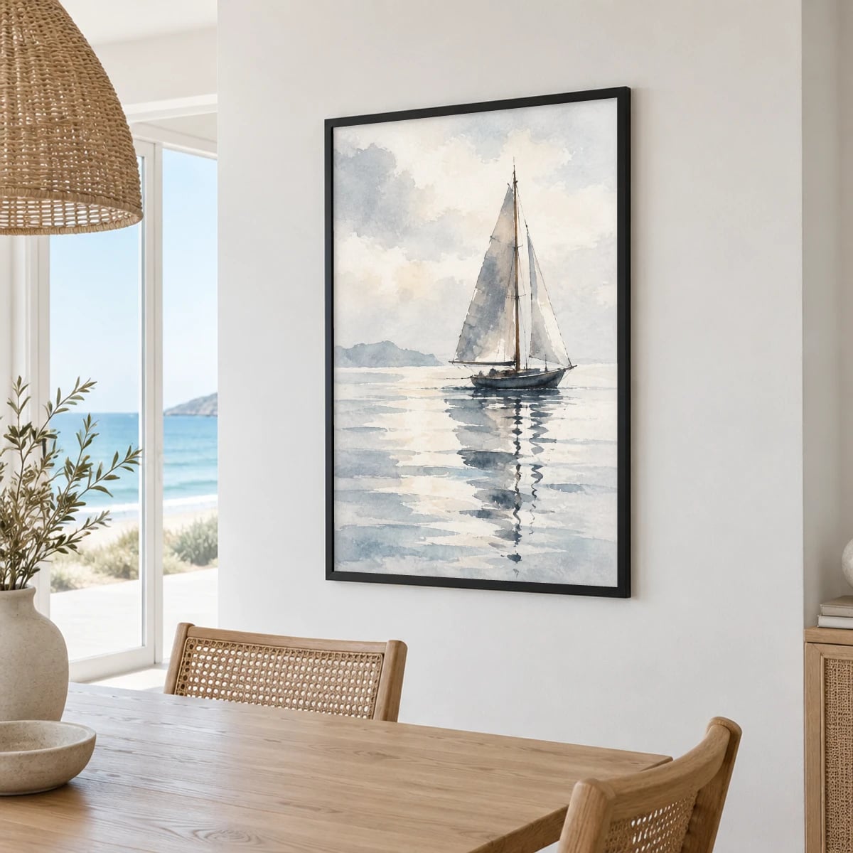Quadro Veleiro Solitário na Marina