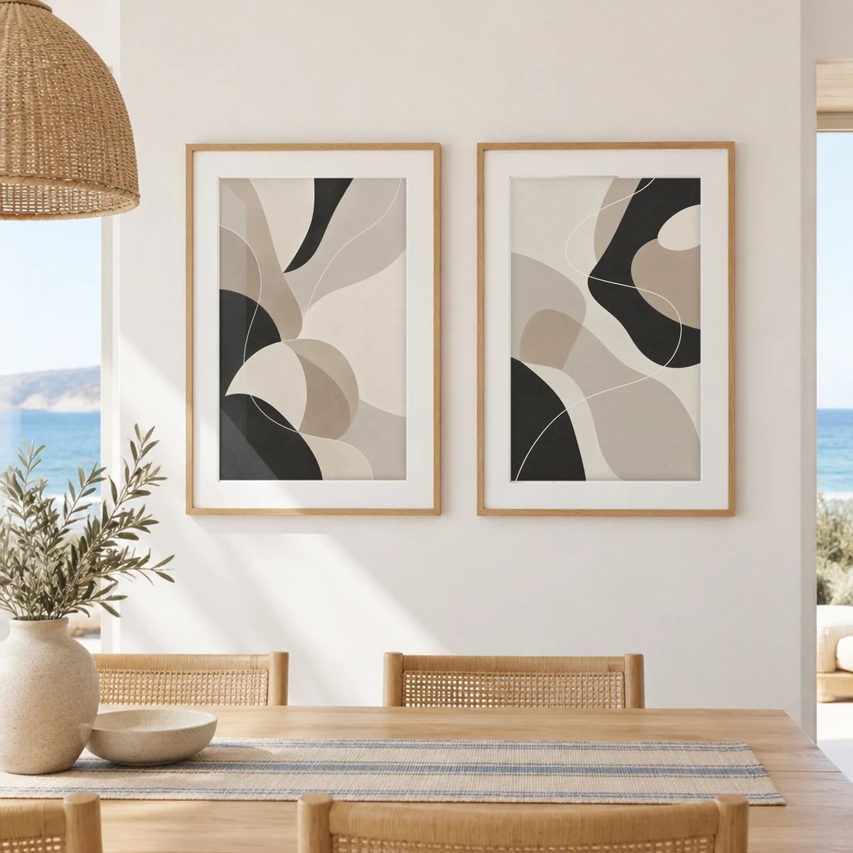Quadro Formas Orgânicas em Tons Neutros
