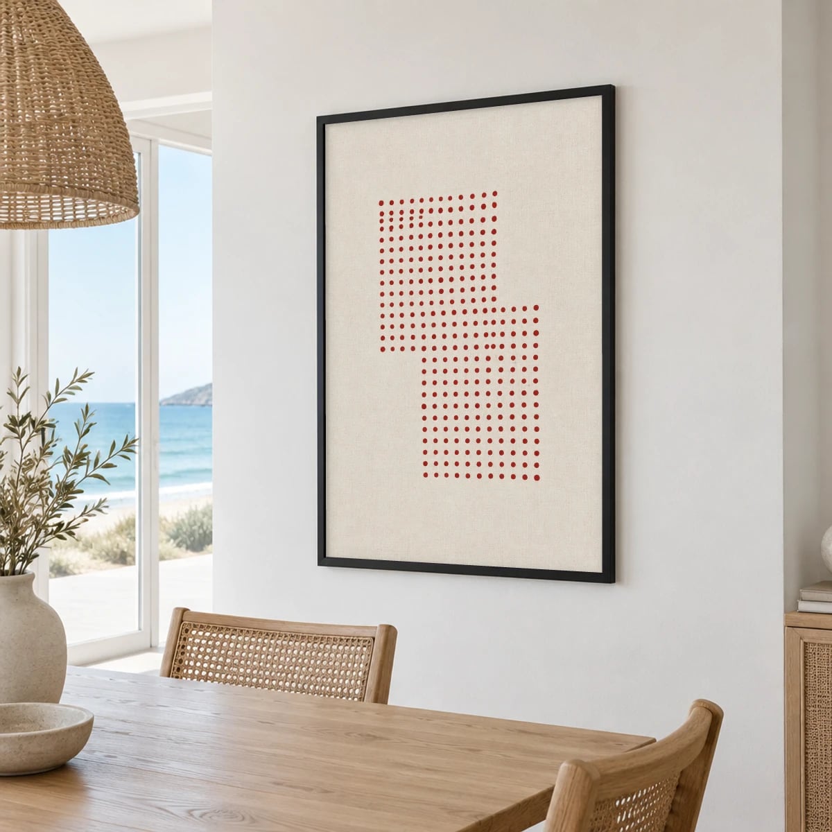 Quadro Pontos Vermelhos em Dupla Geométrica