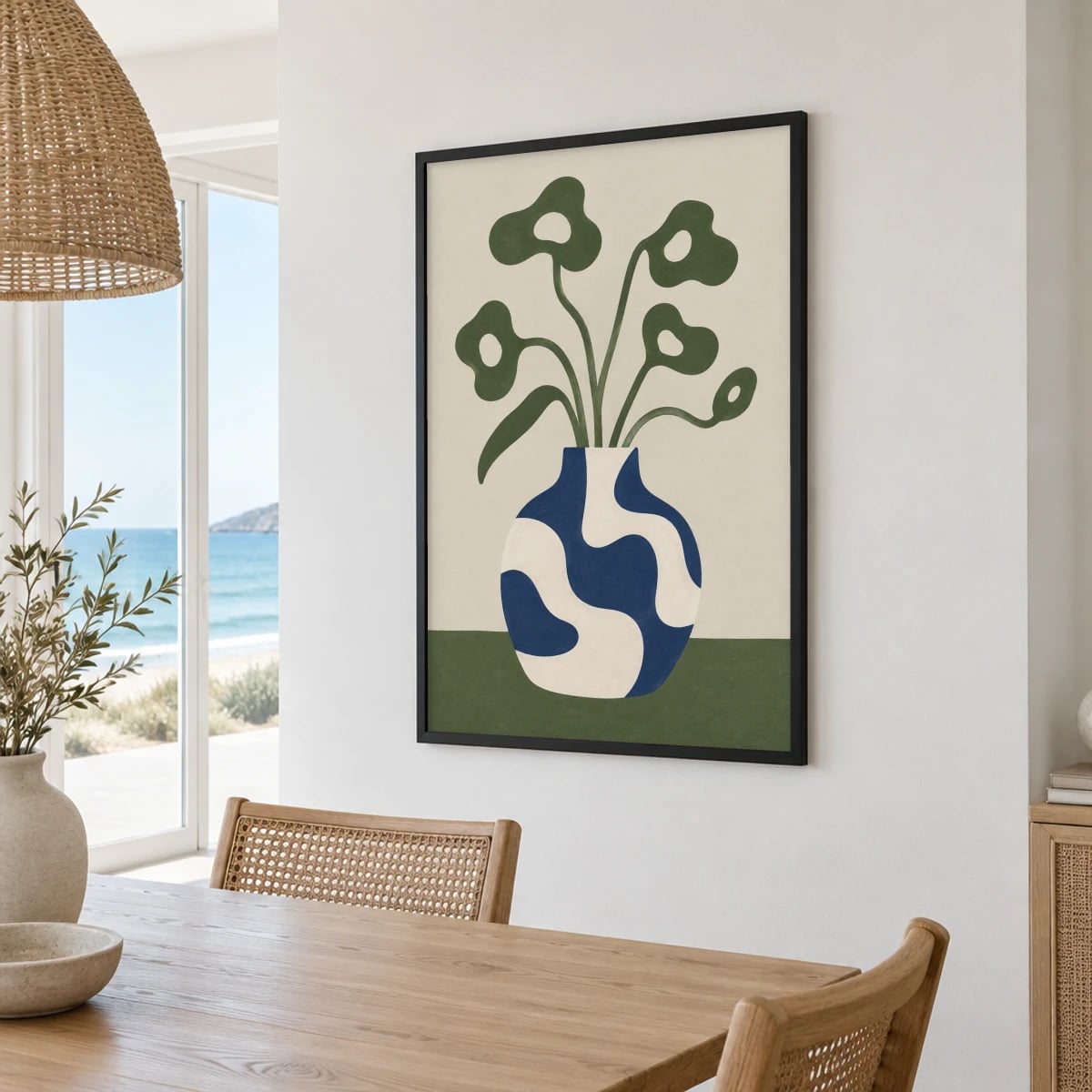 Quadro Vaso com Flores Abstratas