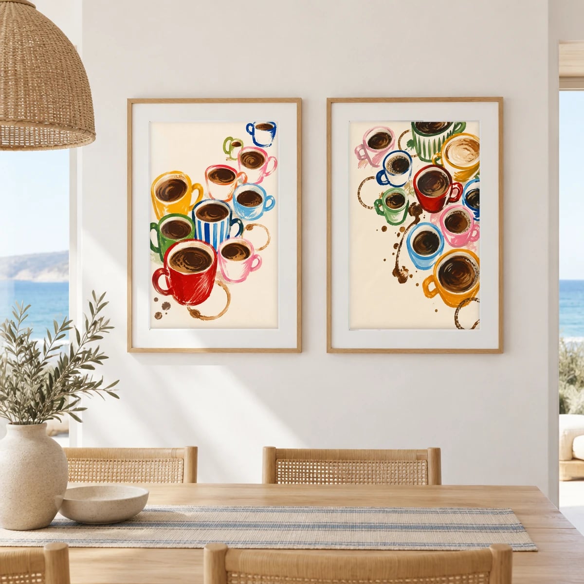 Quadro Cafés em Xícaras Coloridas