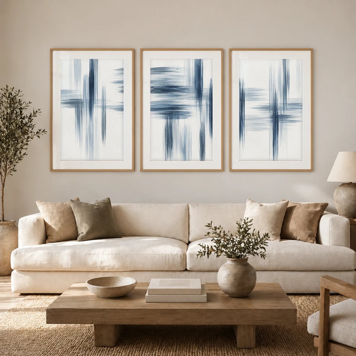 Quadro Ritmos Verticais em Azul