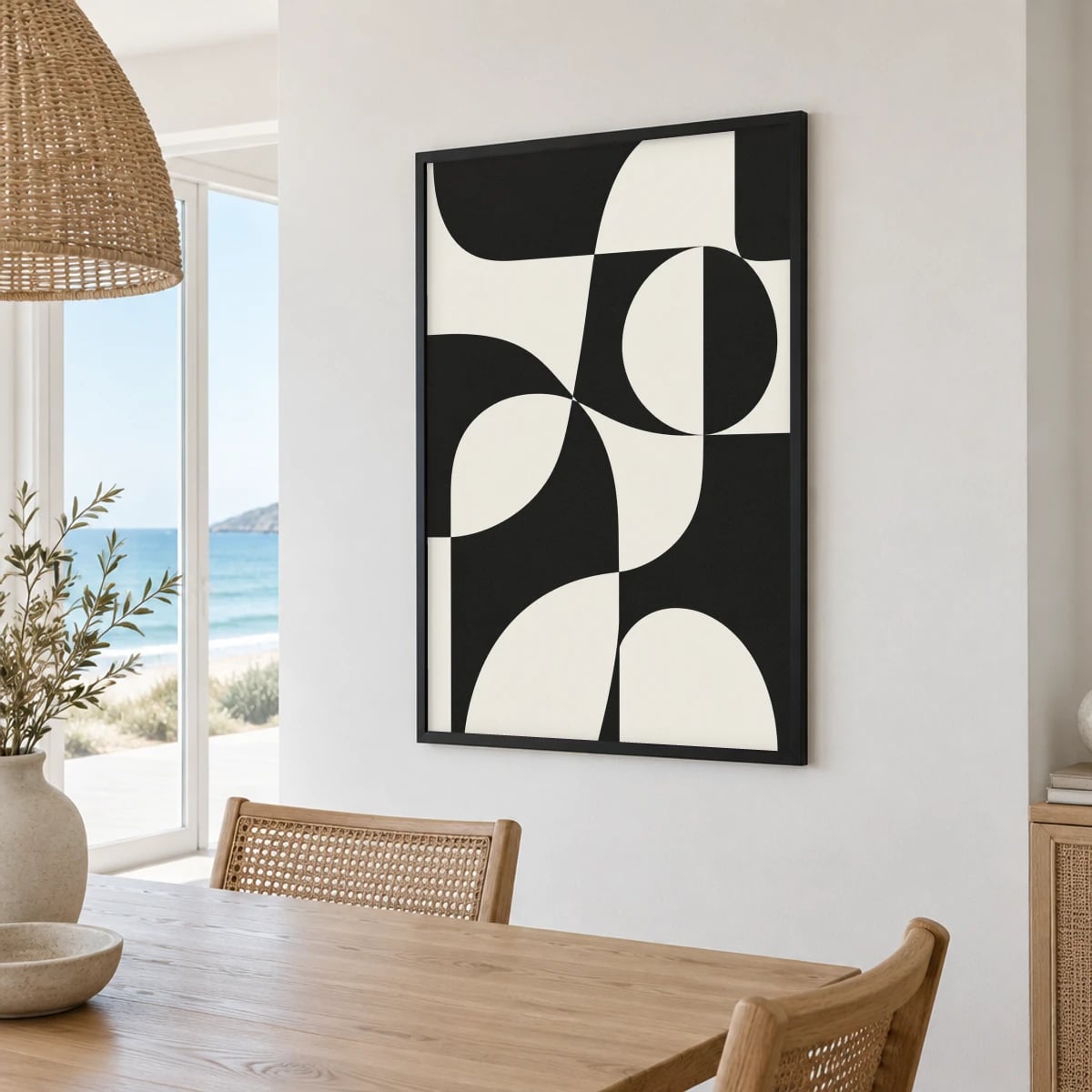 Quadro Formas Orgânicas em Preto e Branco