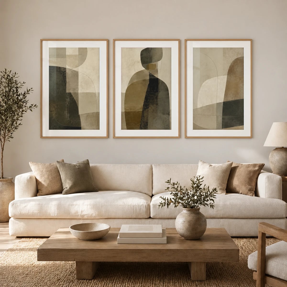 Quadro Figuras Abstratas em Tons Neutros