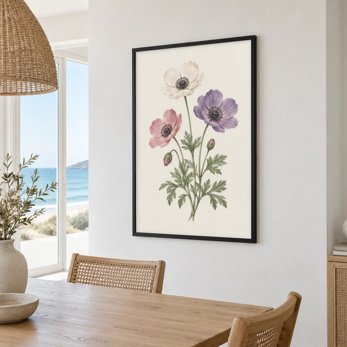 Quadro Ramo de Anêmonas Coloridas