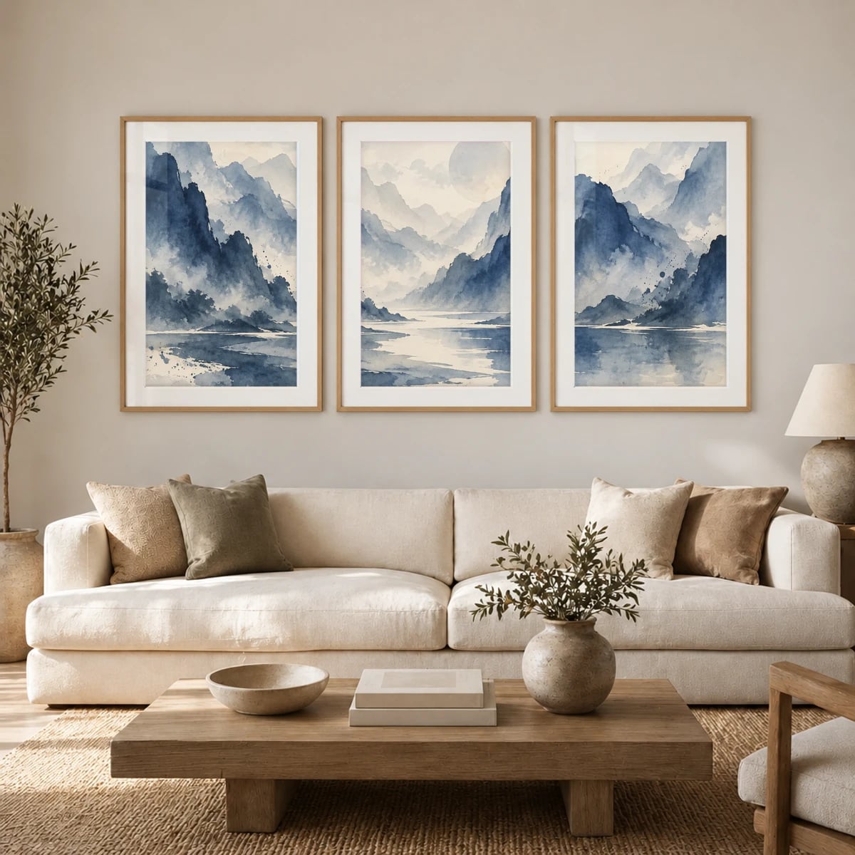 Quadro Montanhas Nebulosas Sobre Rio Calmo