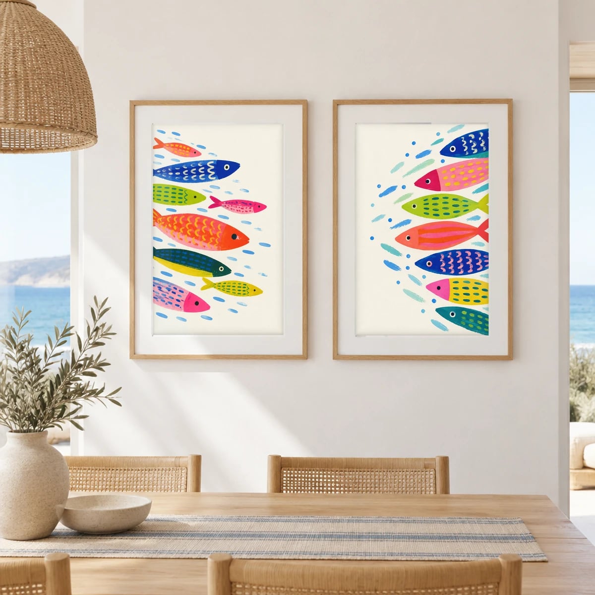 Quadro Cardume Colorido em Movimento