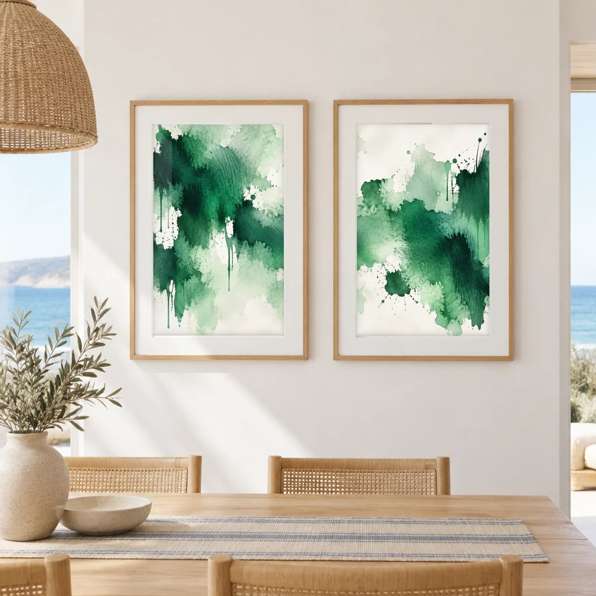Quadro Formas Orgânicas em Verde Fluído