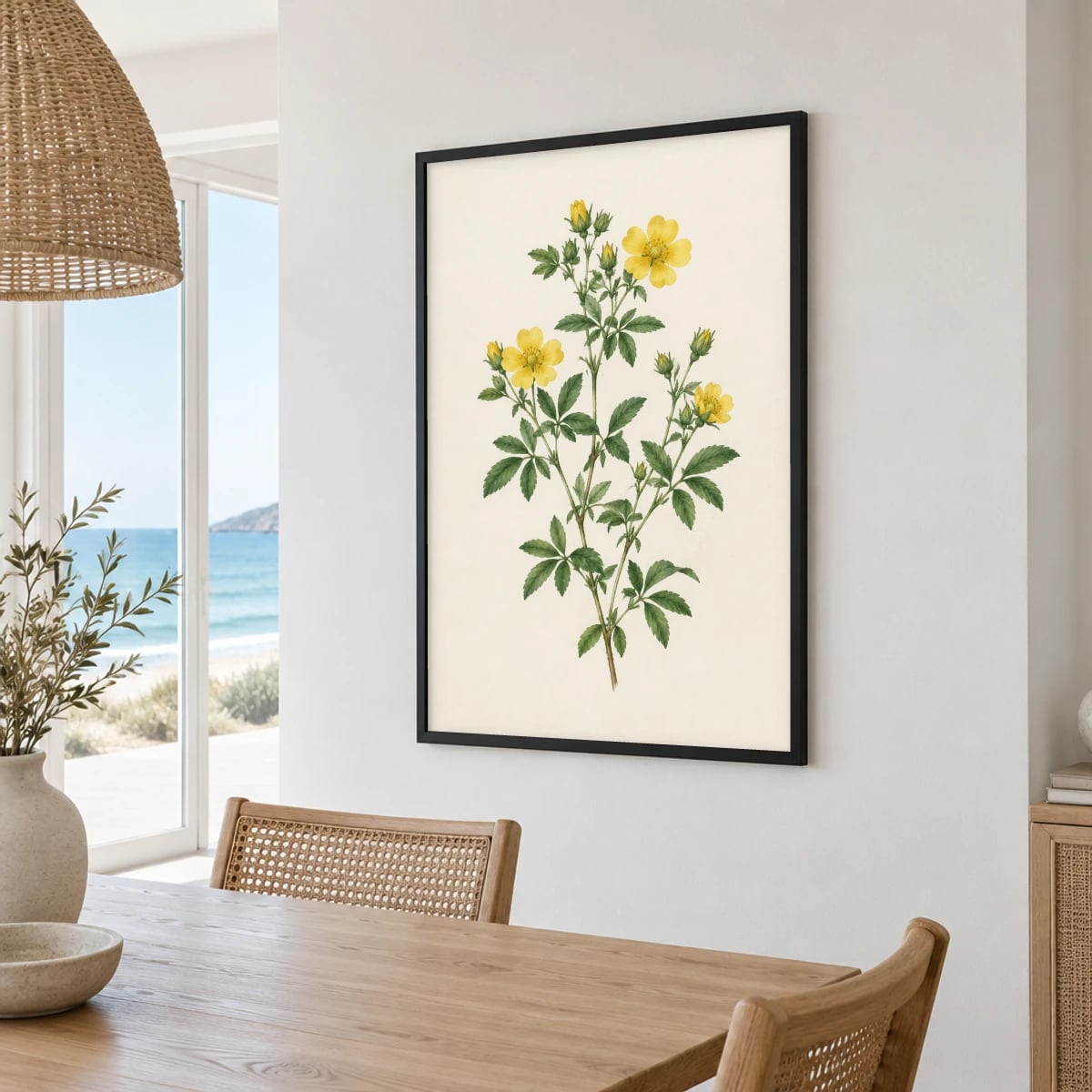 Quadro Ramo Delicado de Rosa Amarela