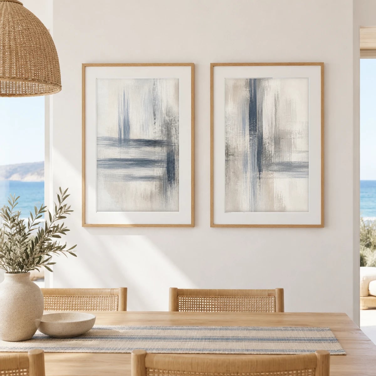 Quadro Linhas Sobrepostas em Tons Neutros