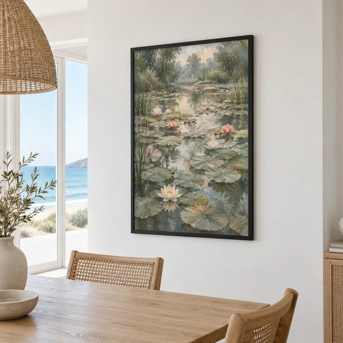 Quadro Lago de Nenúfares ao Entardecer
