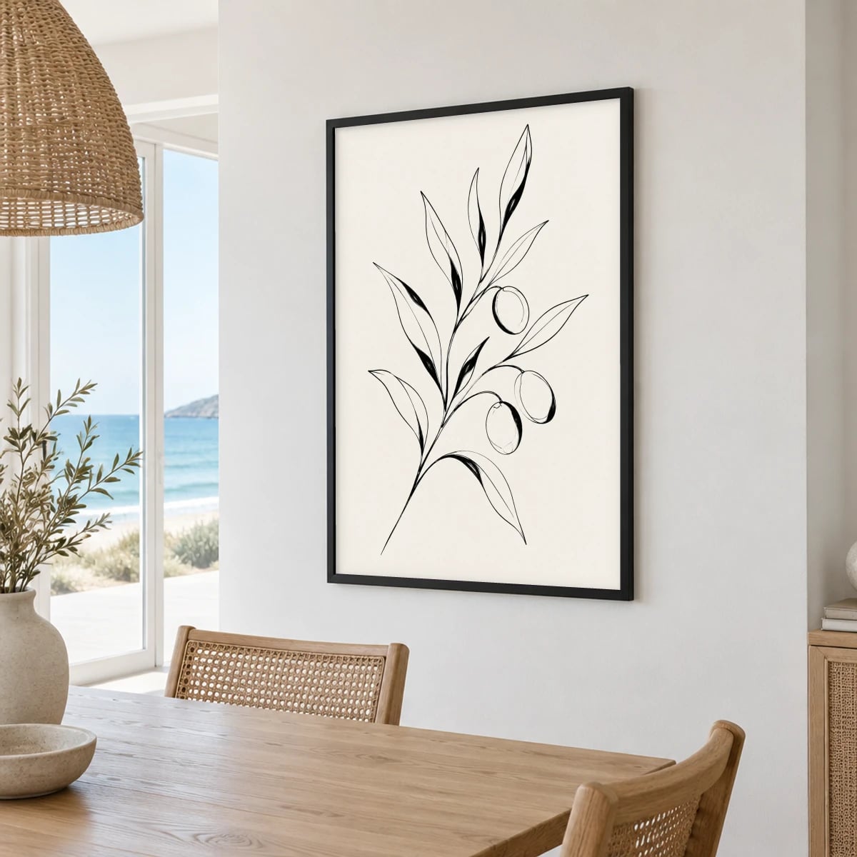 Quadro Ramo de Oliveira em Traço Preto