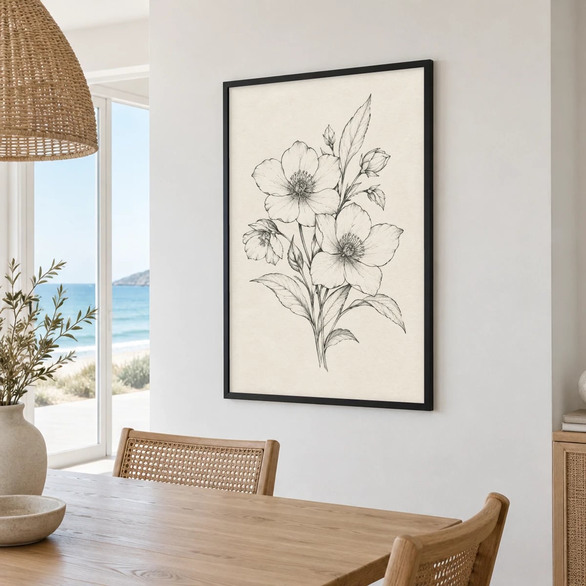 Quadro Flores de Manacá Desenhadas