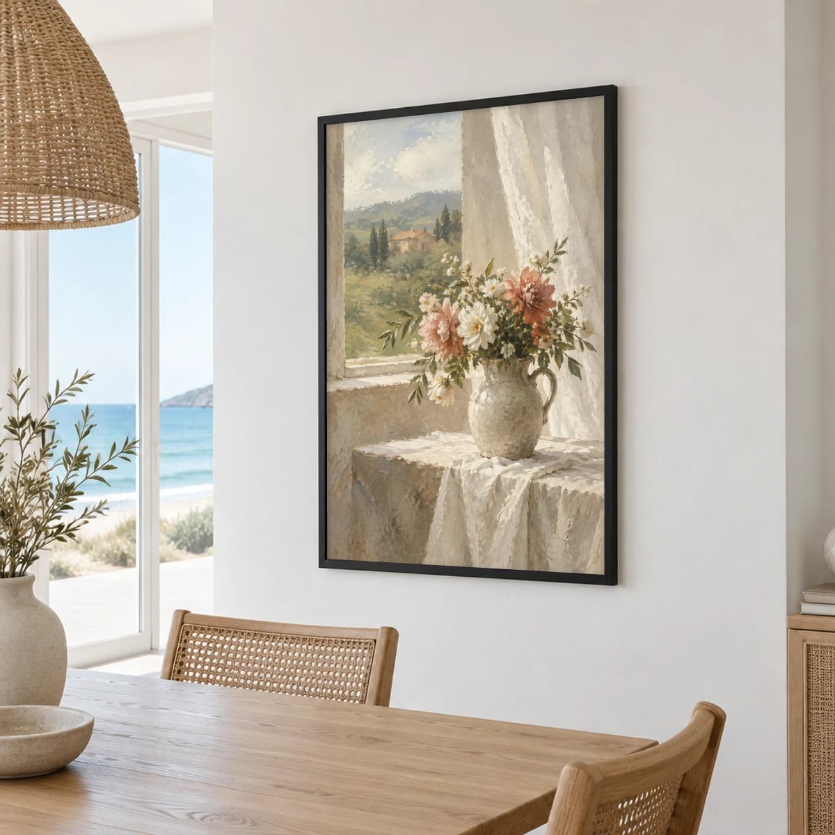 Quadro Flores em Jarra na Janela Toscana
