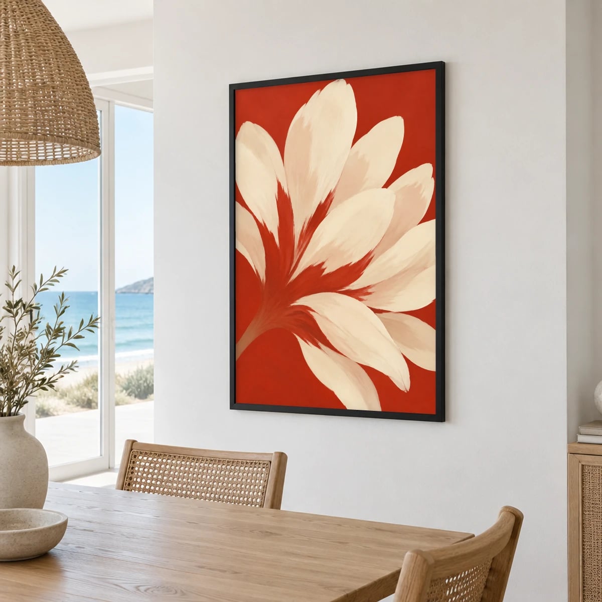 Quadro Folha Ampla em Fundo Terracota