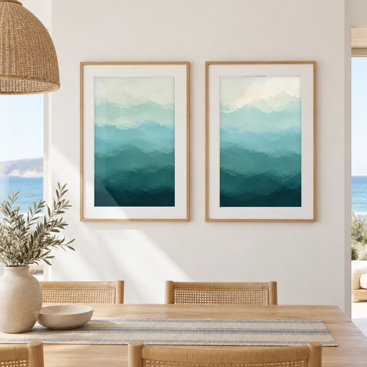 Quadro Montanhas em Névoa Azul