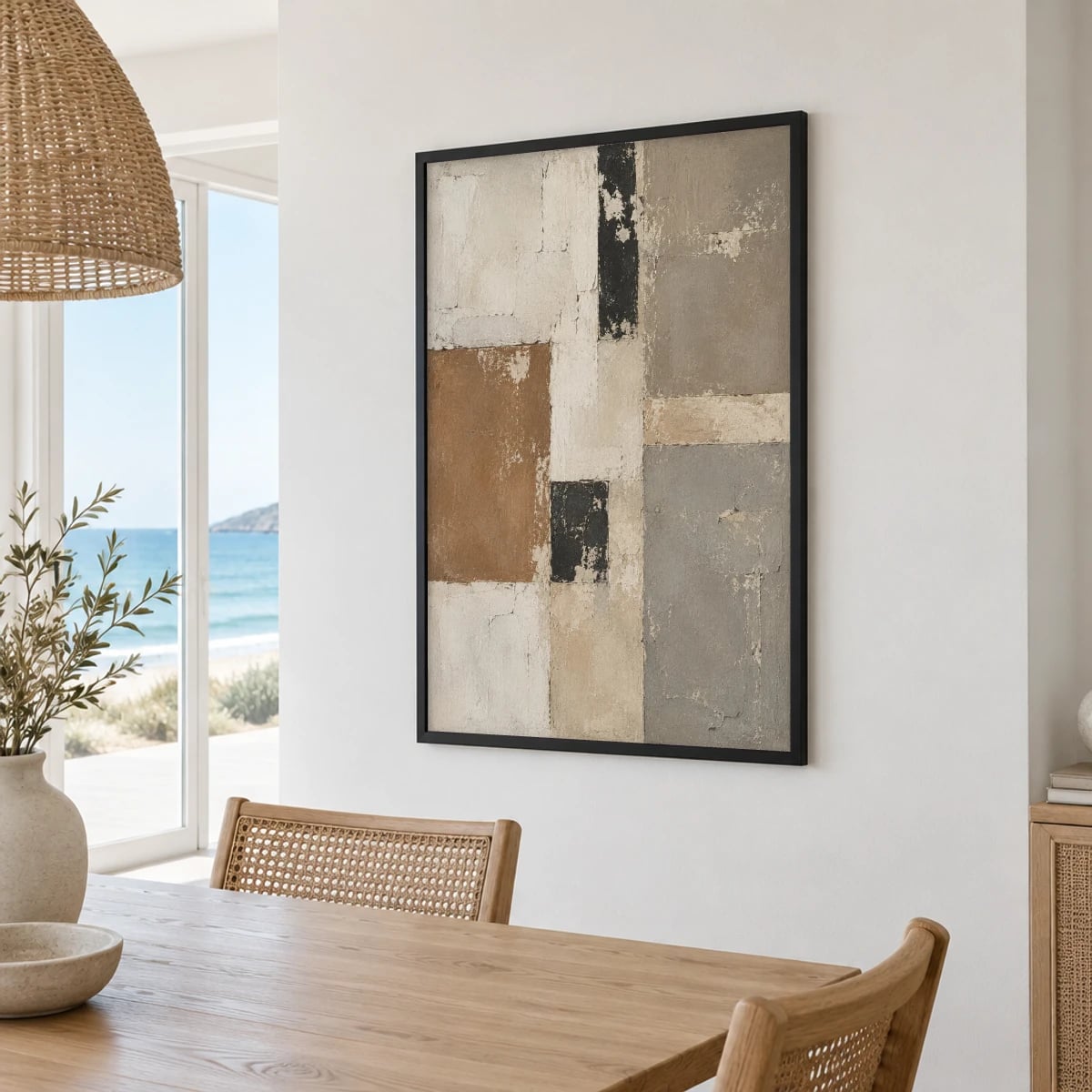 Quadro Geometrias Texturizadas em Tons Naturais