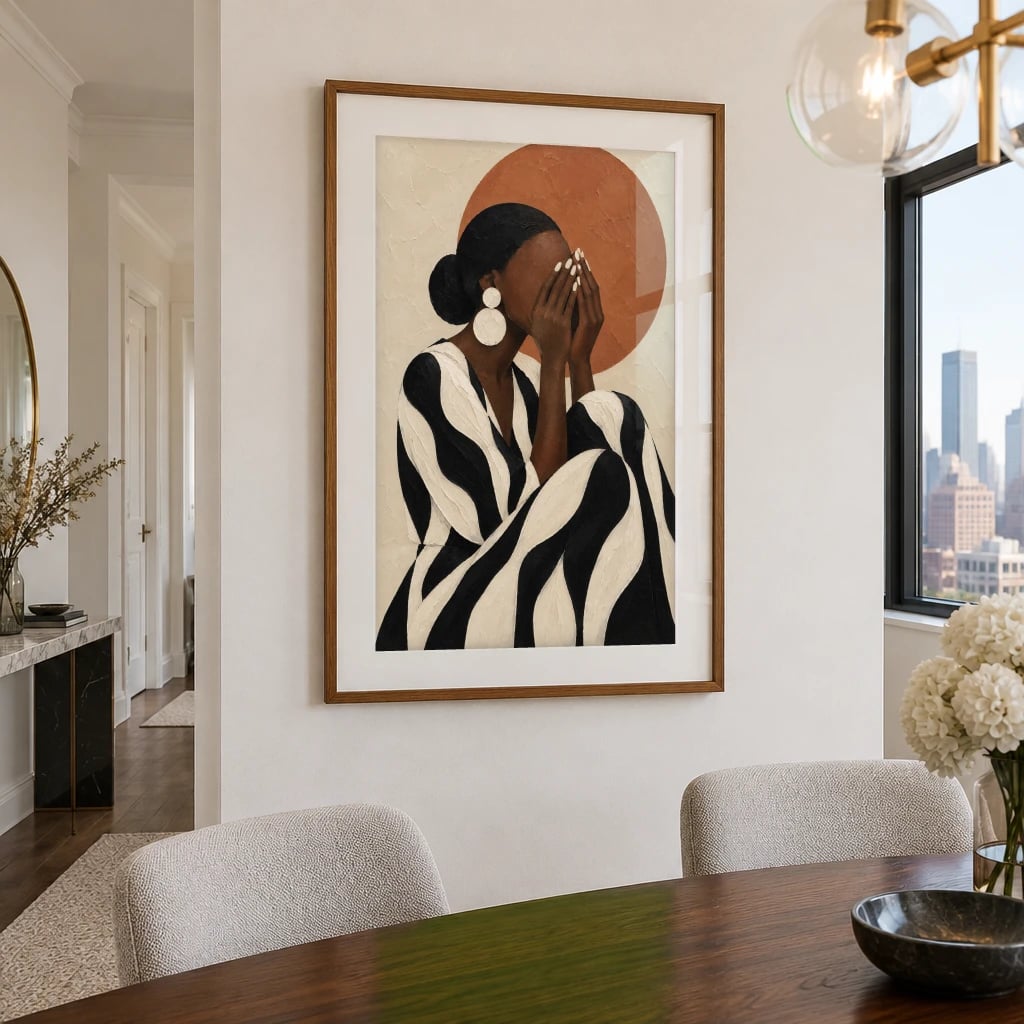 Com vidro · passe-partout · Freijó · angular esq. · vertical · cena 1:1 (studio b1d1567a)