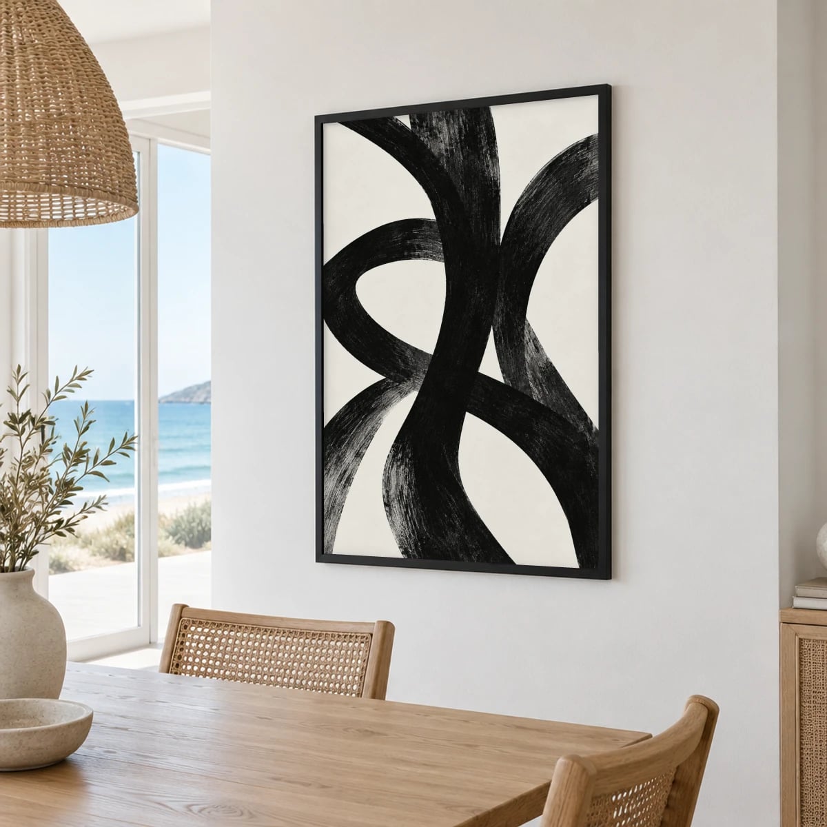 Quadro Laços Abstratos em Preto e Branco