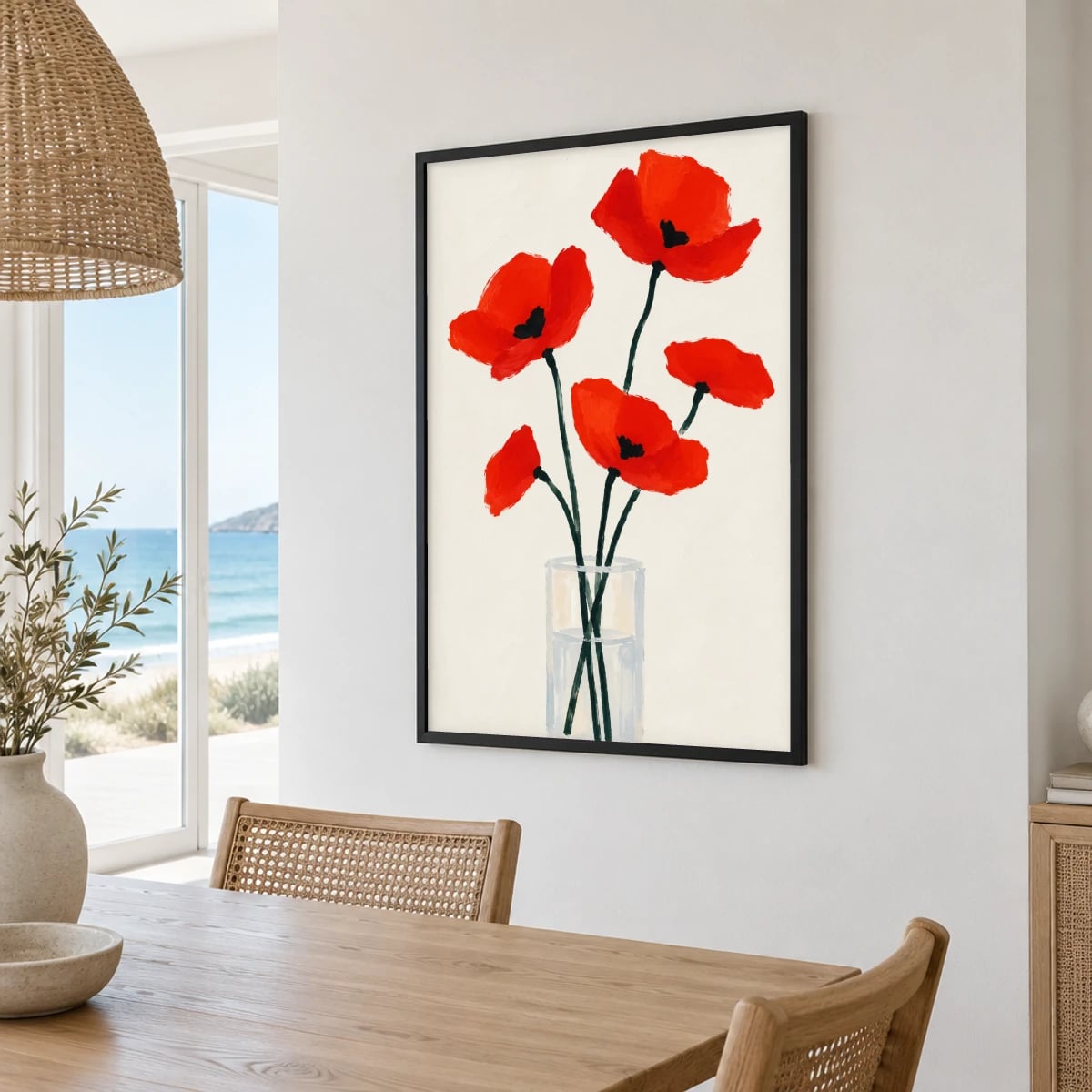 Quadro Papoulas Vermelhas em Vasos Simples