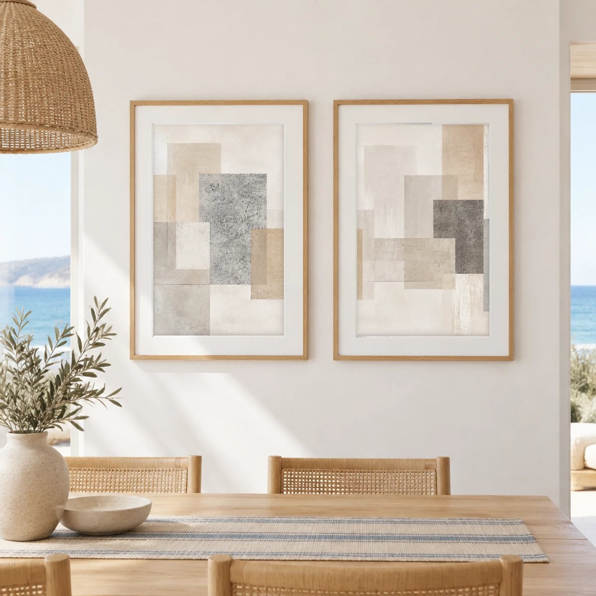 Quadro Blocos Texturizados em Tons Neutros