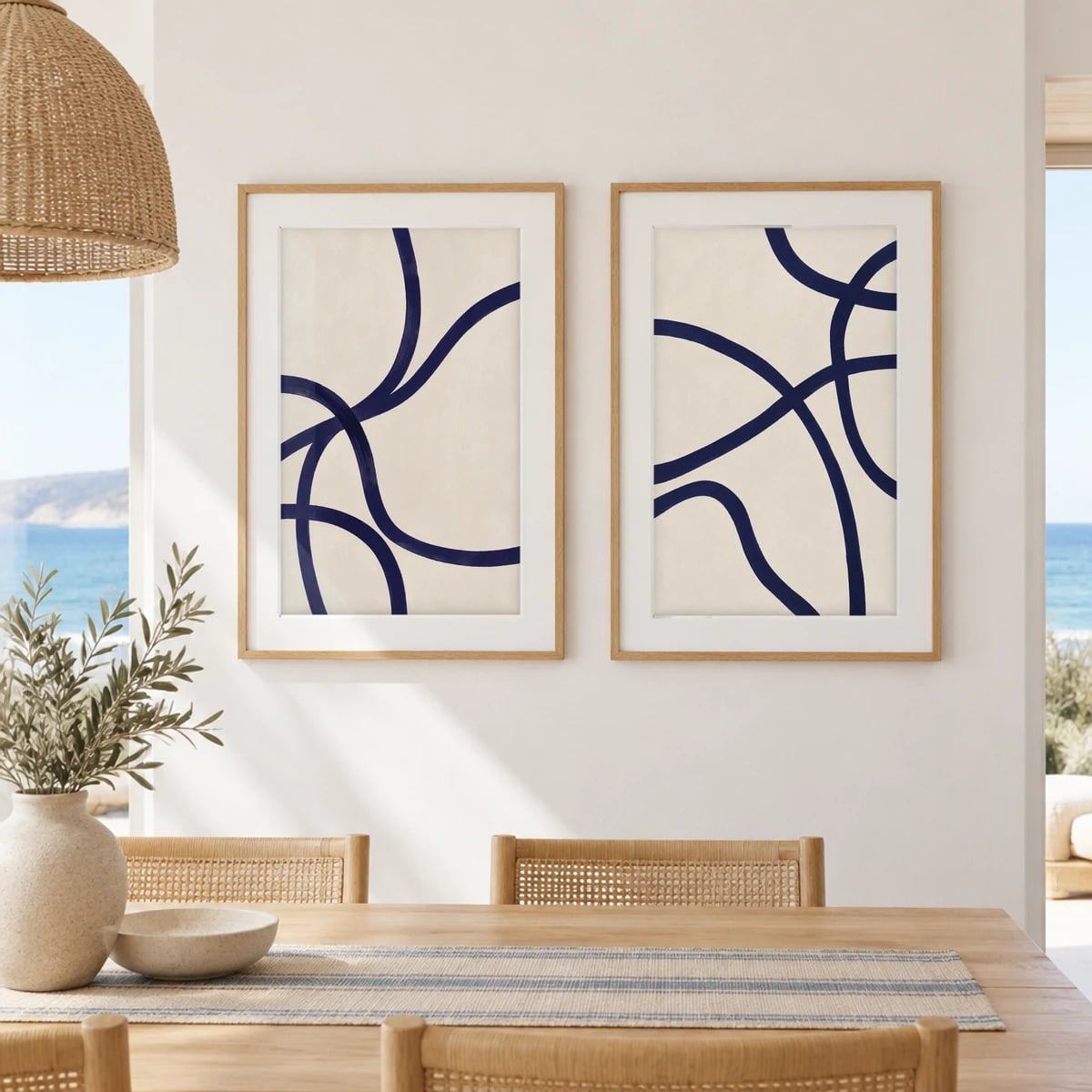 Quadro Traços Orgânicos em Azul Marinho