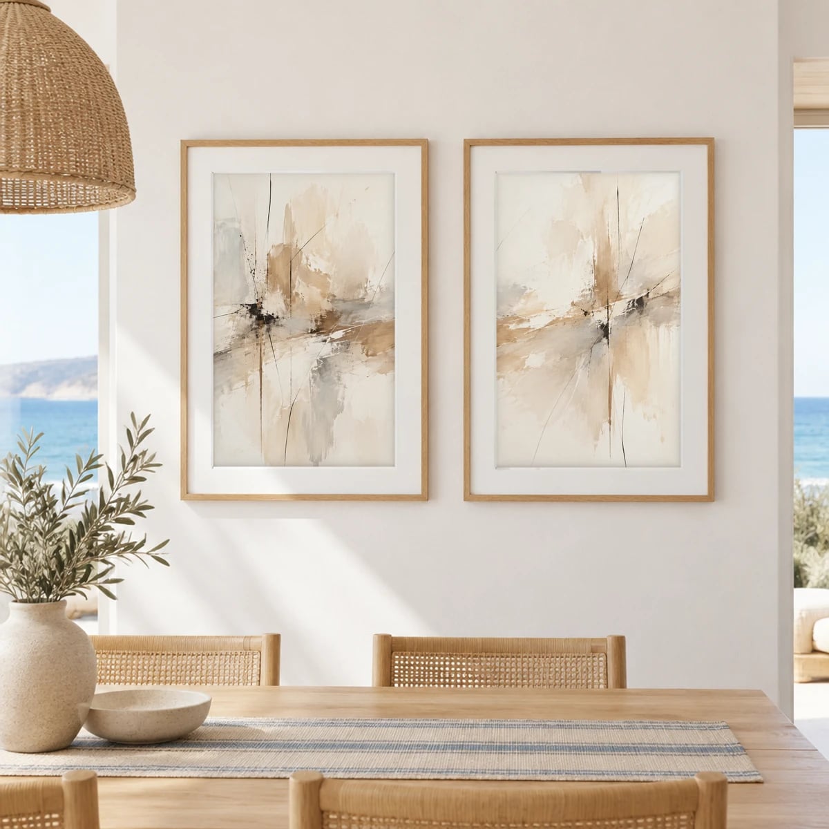 Quadro Formas Orgânicas em Tons Neutros