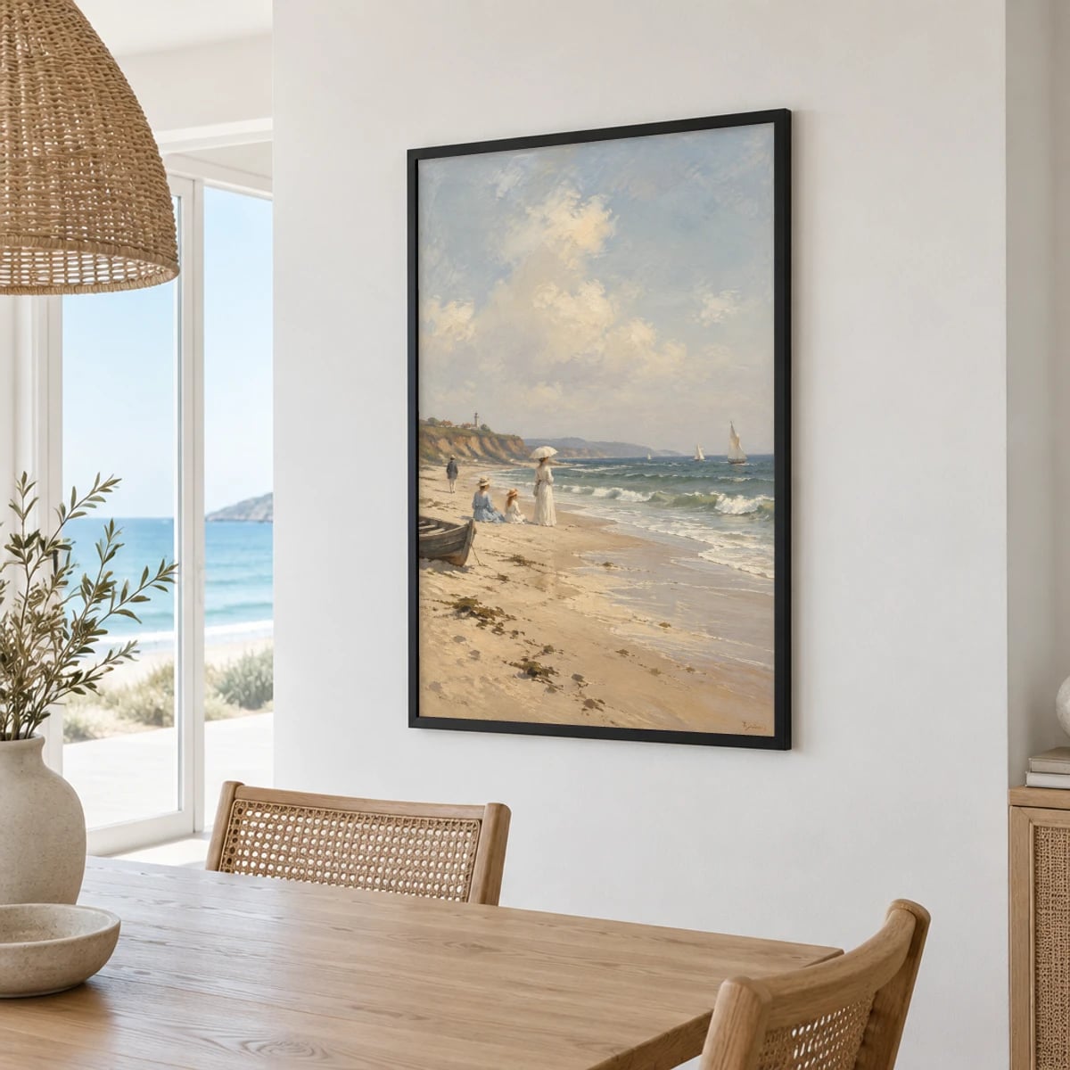 Quadro Passeio à Beira-mar com Veleiros