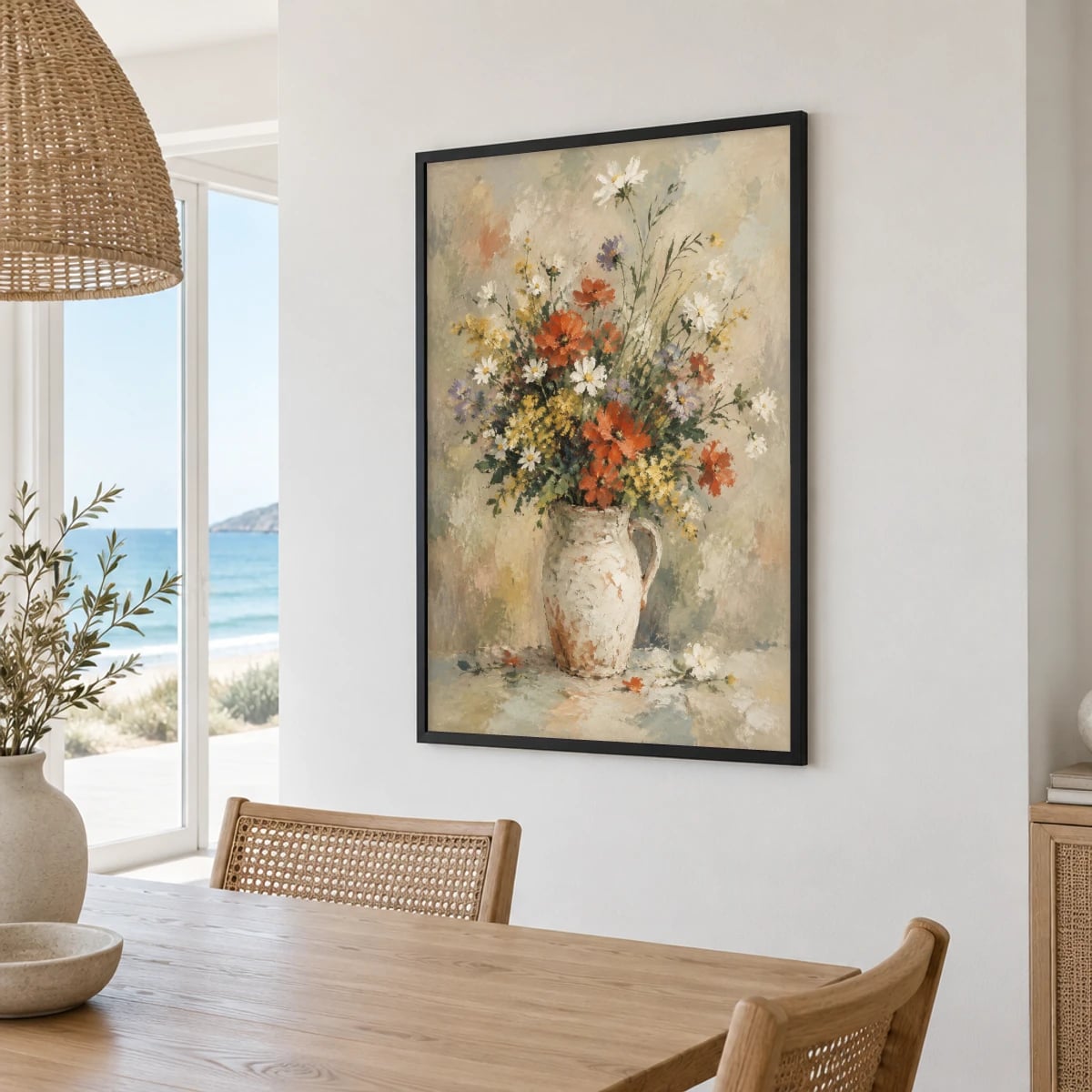 Quadro Vaso com Flores Silvestres Coloridas