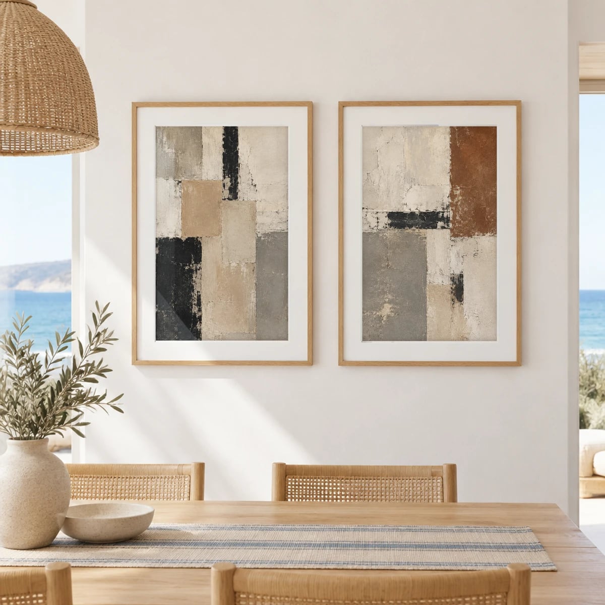 Quadro Formas Geométricas em Paredes Rústicas
