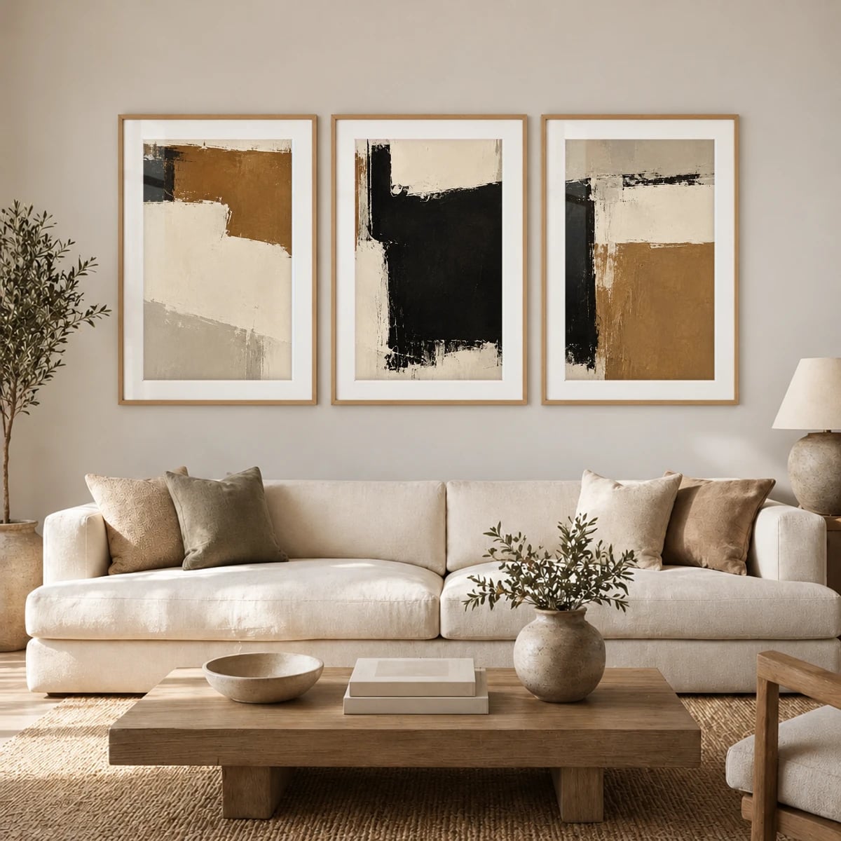 Quadro Formas e Texturas em Tons Neutros