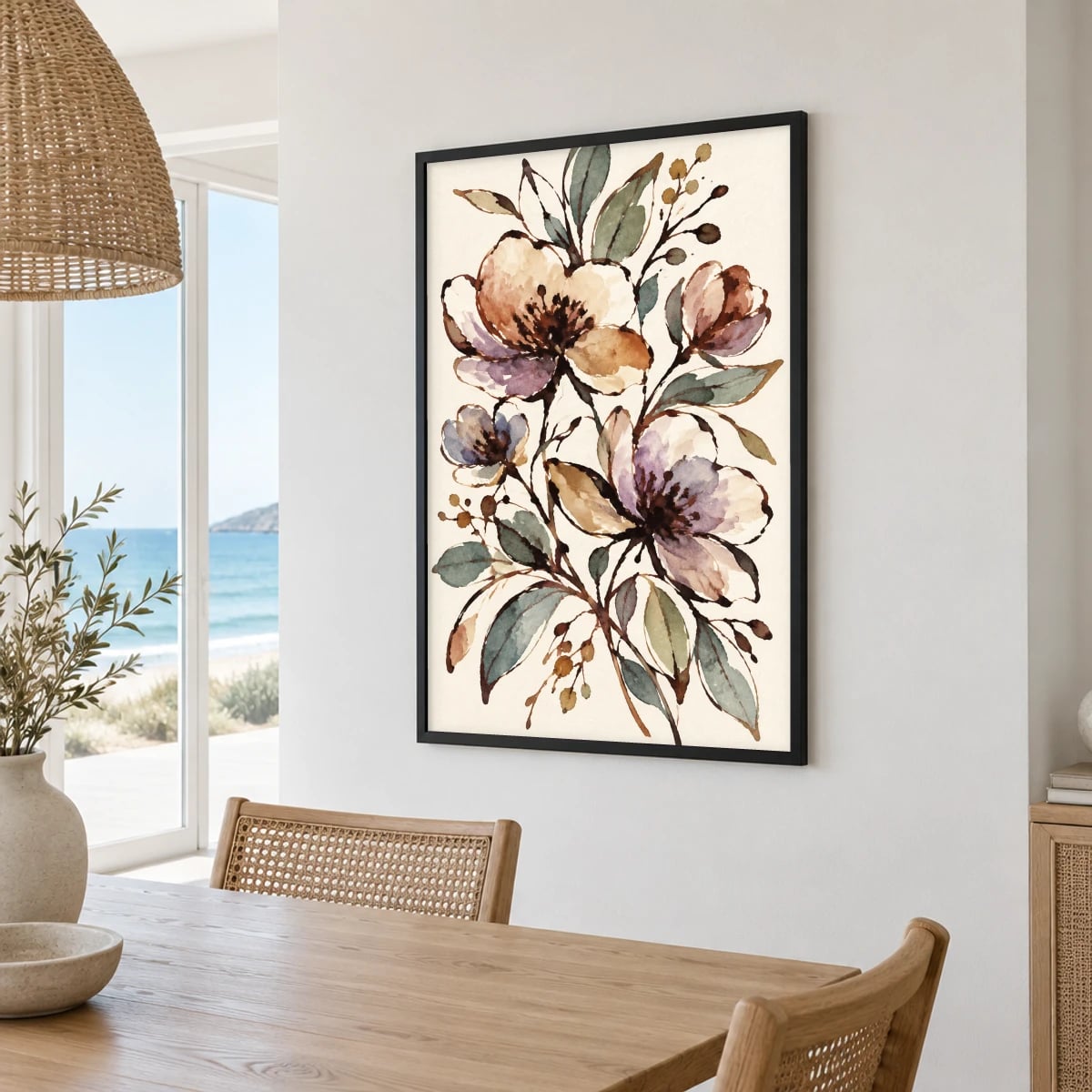 Quadro Flores Rústicas em Aquarela
