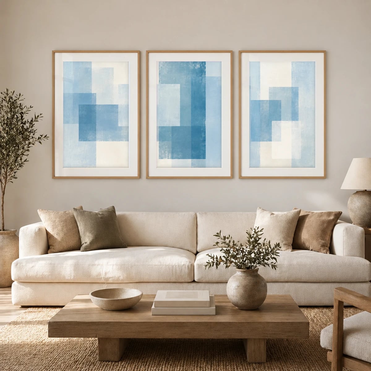 Quadro Geometria Suave em Azul Pastel