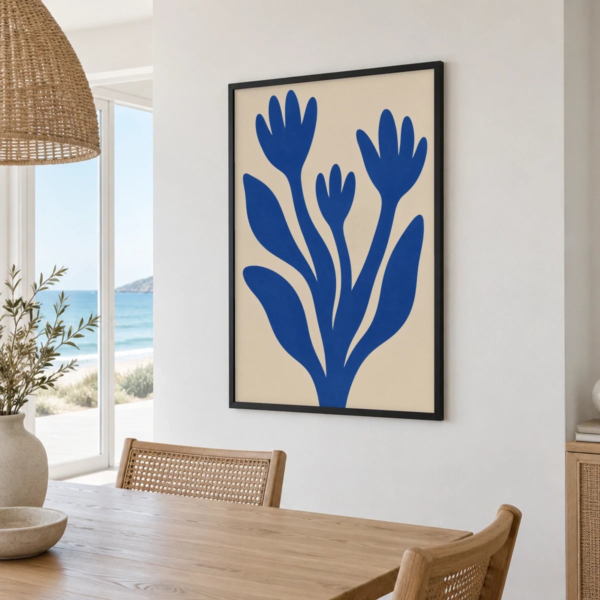 Quadro Flores Silhueta em Azul