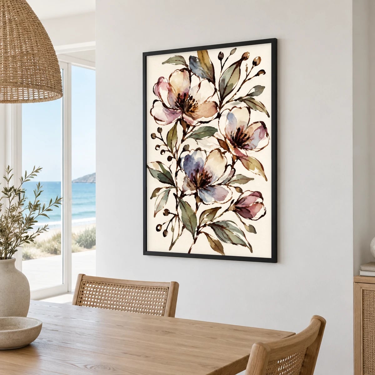 Quadro Flores Silvestres em Aquarela Delicada