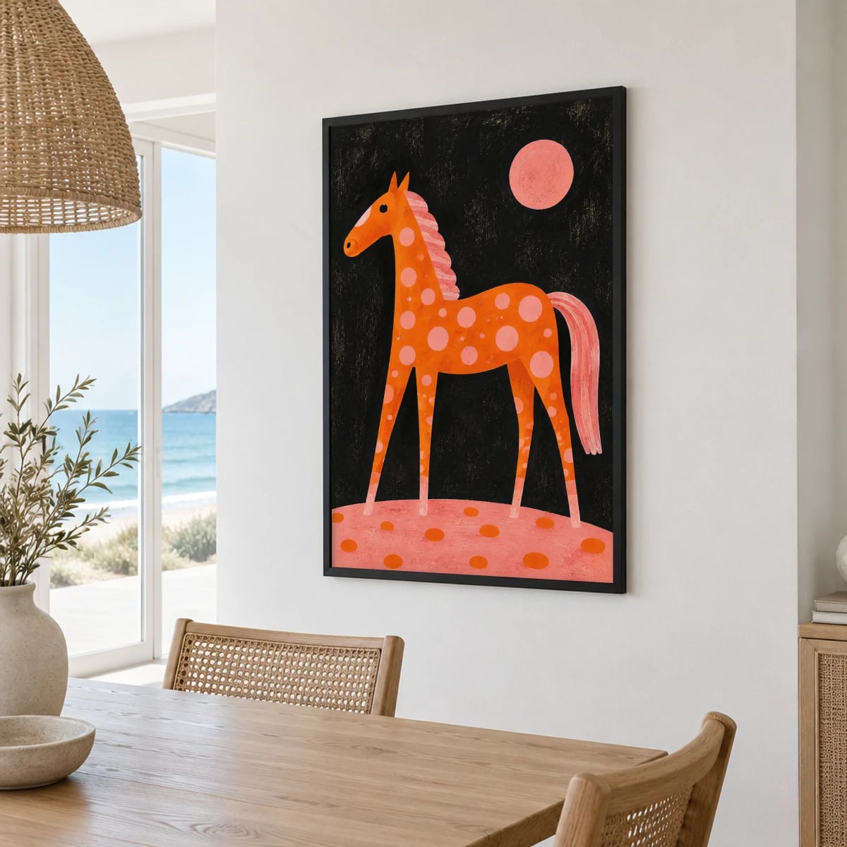 Quadro Cavalo Laranja com Bolinhas