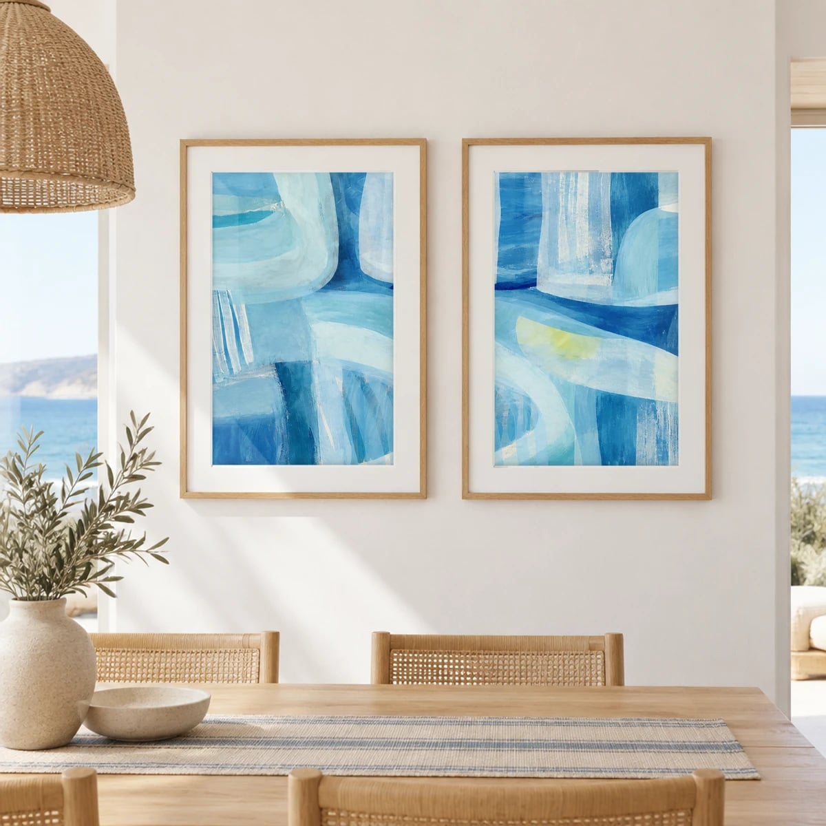 Quadro Formas Fluídas em Tons Frios