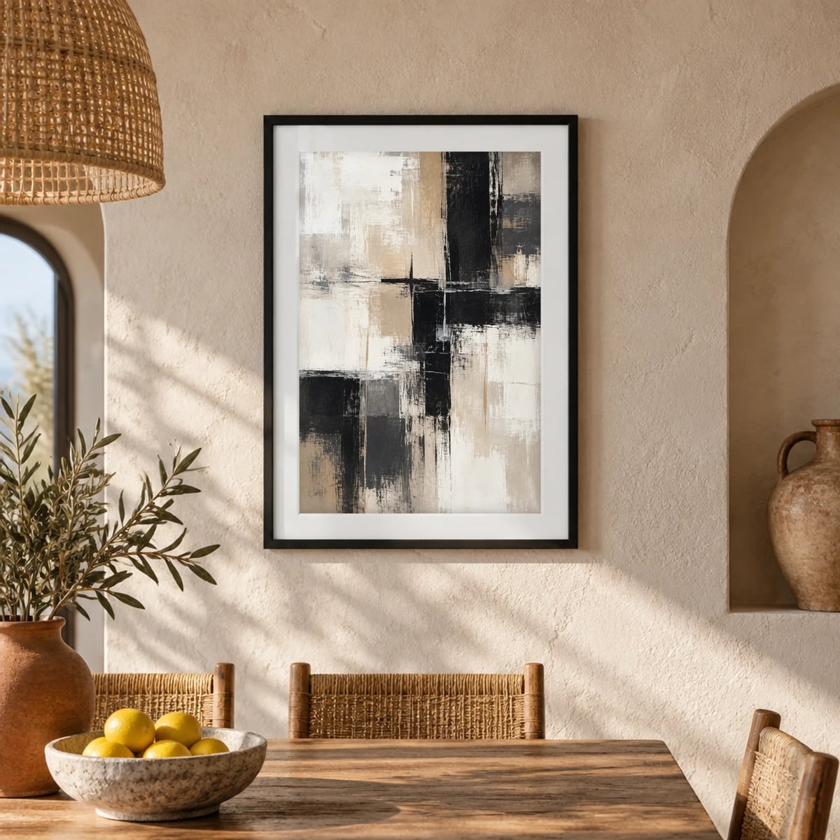 Com vidro · passe-partout · Preto fosco · frontal · vertical · cena 1:1 (studio de2a966f)