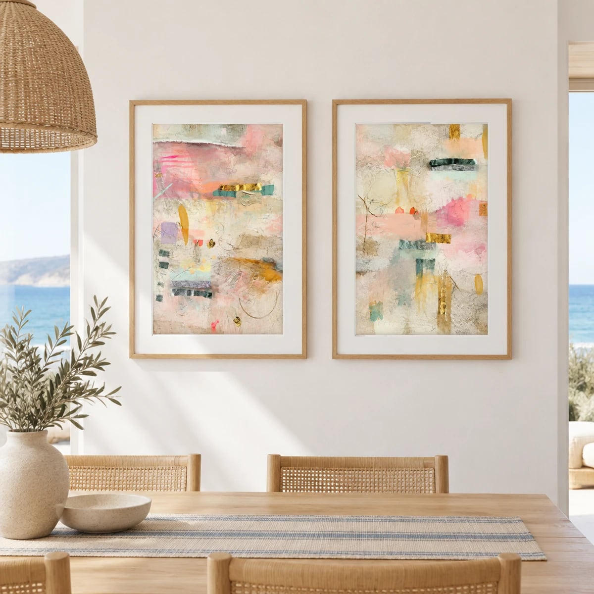 Quadro Formas Abstratas em Tons Delicados