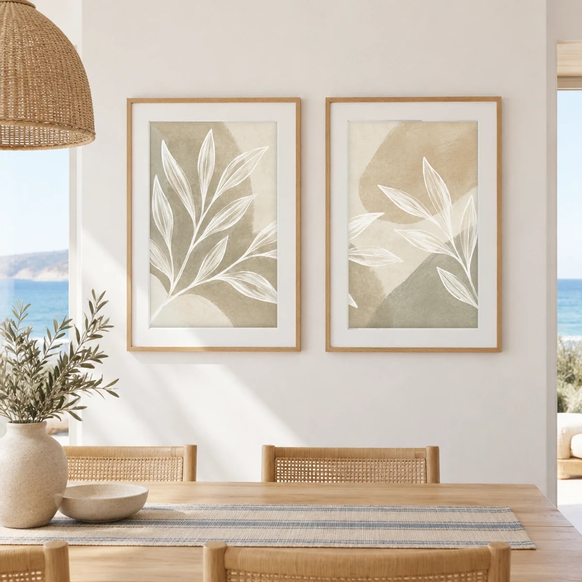 Quadro Ramos Elegantes em Fundo Neutro