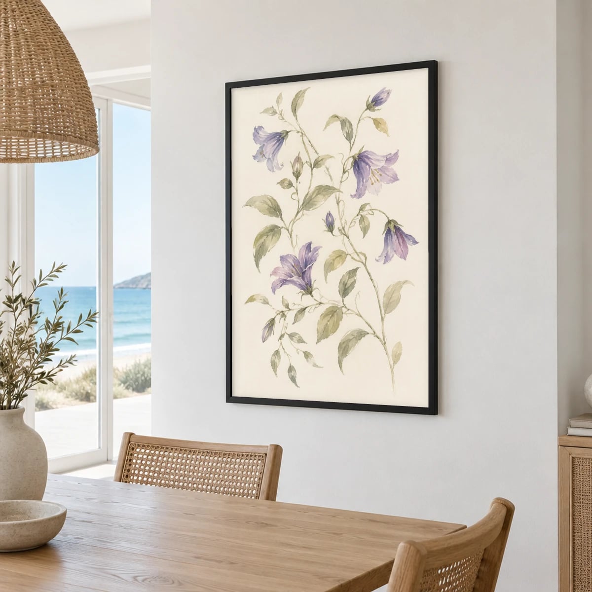 Quadro Ramo Delicado de Campânulas Azuis