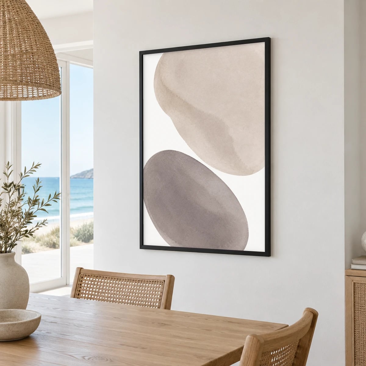 Quadro Formas Orgânicas em Tons Neutros