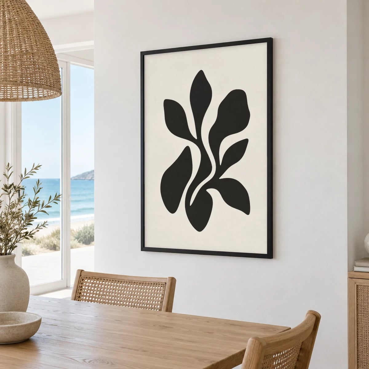 Quadro Folhas Orgânicas em Silhueta
