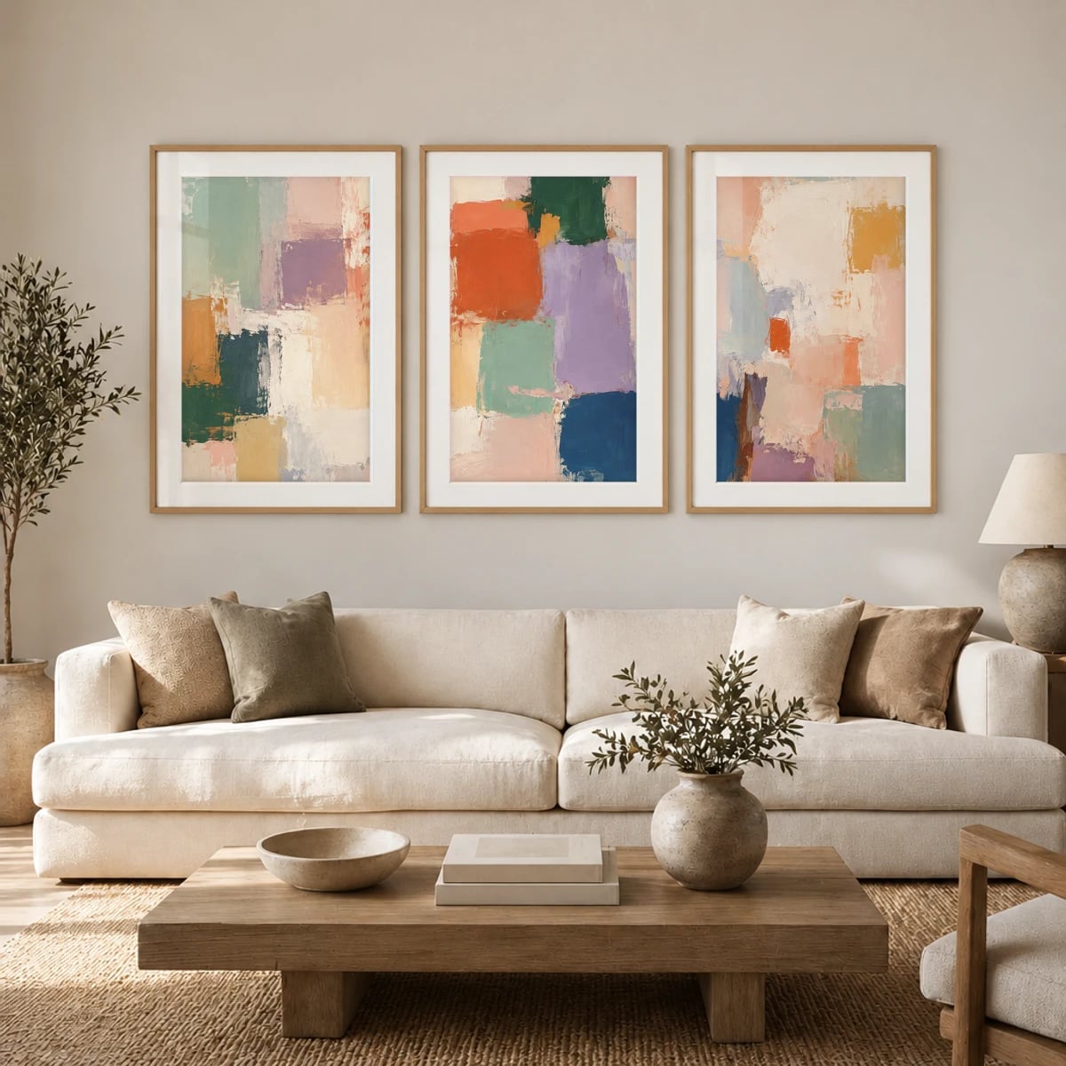 Quadro Blocos Coloridos em Textura Sobreposta
