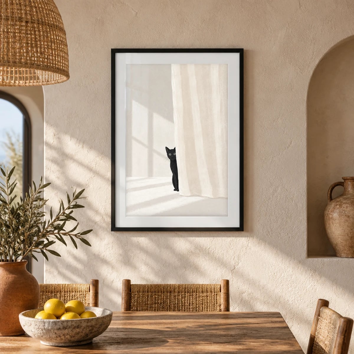 Com vidro · passe-partout · Preto fosco · frontal · vertical · cena 1:1 (studio de2a966f)