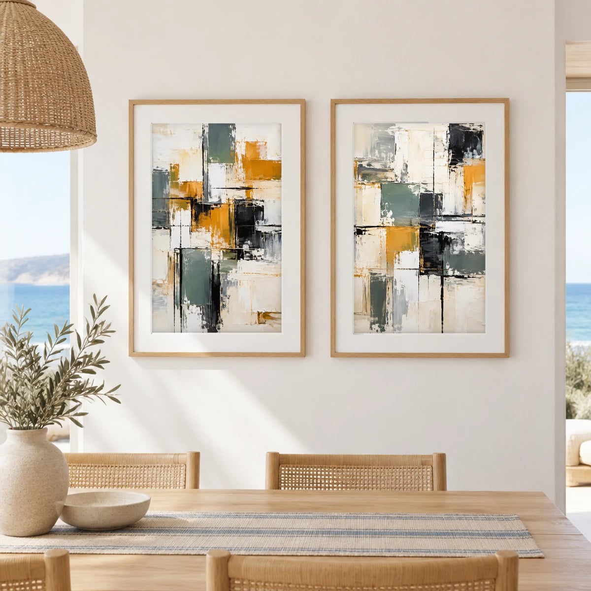 Quadro Geometria Urbana em Tons Terrosos