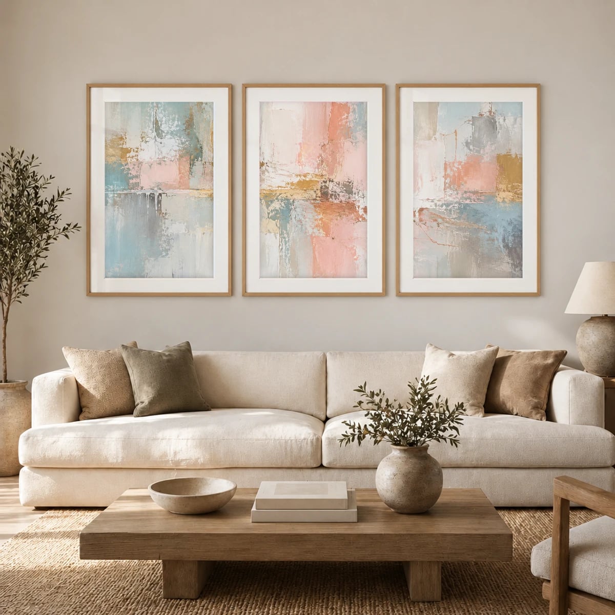 Quadro Texturas Abstratas em Tons Pastel