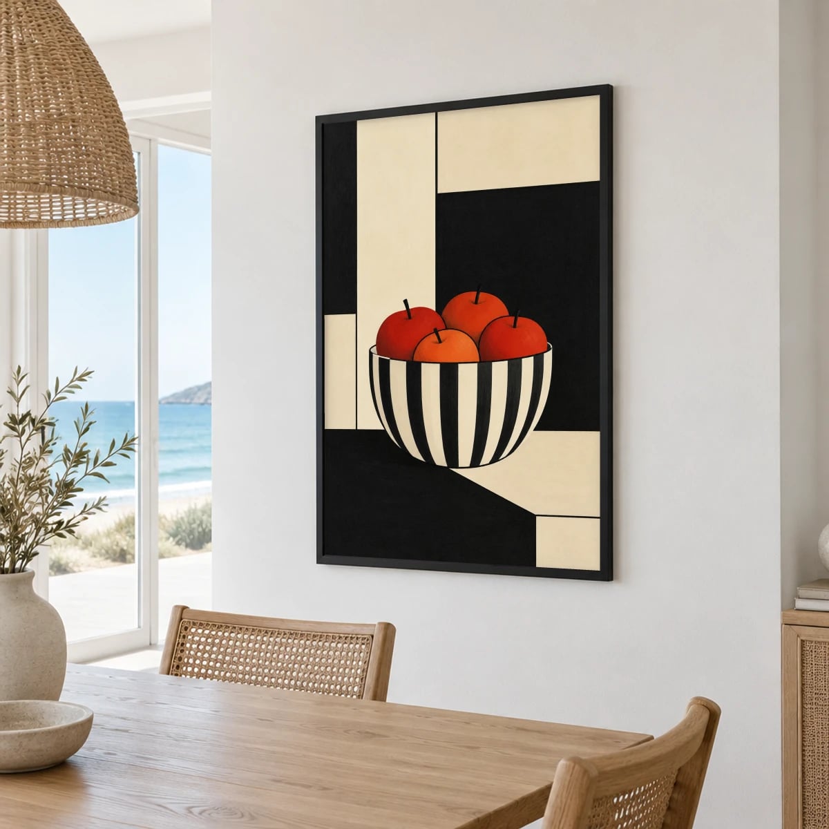 Quadro Maçãs na Tigela Listrada